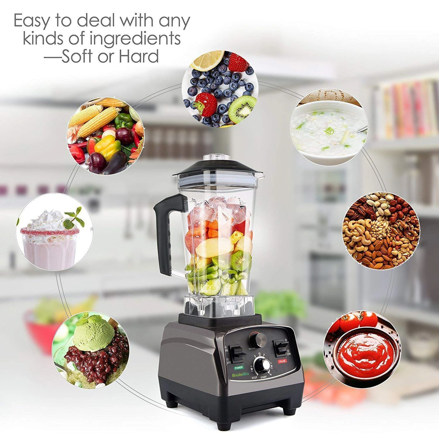 Biolomix T5200 2200W Blender with 2L BPA-Free Tritan Jar & Timer - Image 4