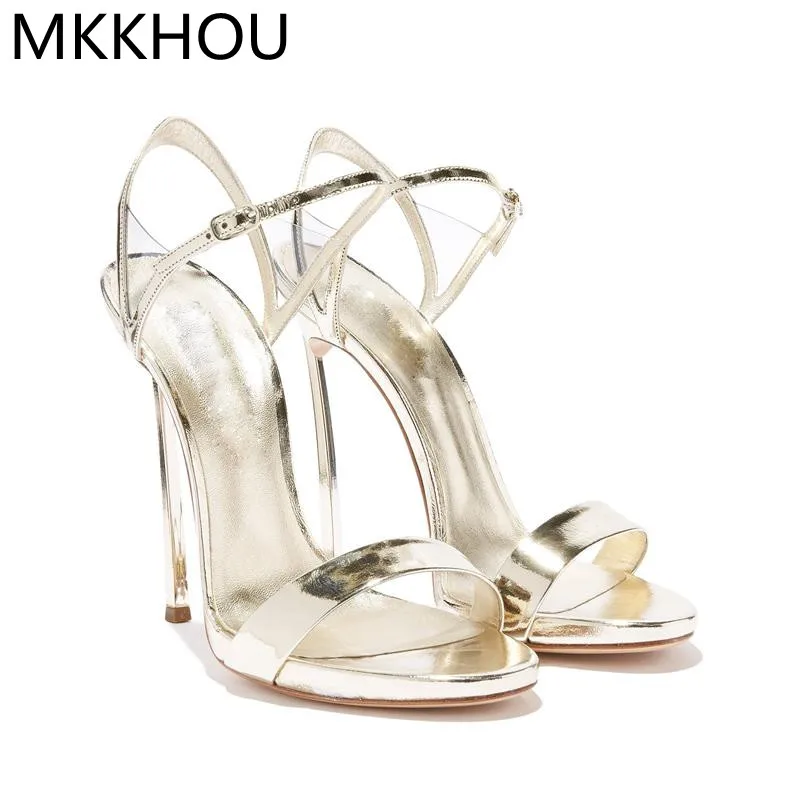 MKKHOU Women's Thin Belt Buckle Sandals, 12 cm Heel, PU Upper - Image 3