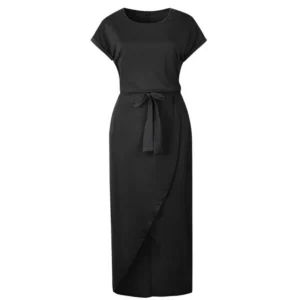 Customizable Summer Beach Maxi Dress Women Floral Solid Short Sleeve Shirt Dress Casual Sexy Bandage Dress