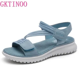 GKTINOO Women's PU Leather Platform Sandals with Low Wedge Heel