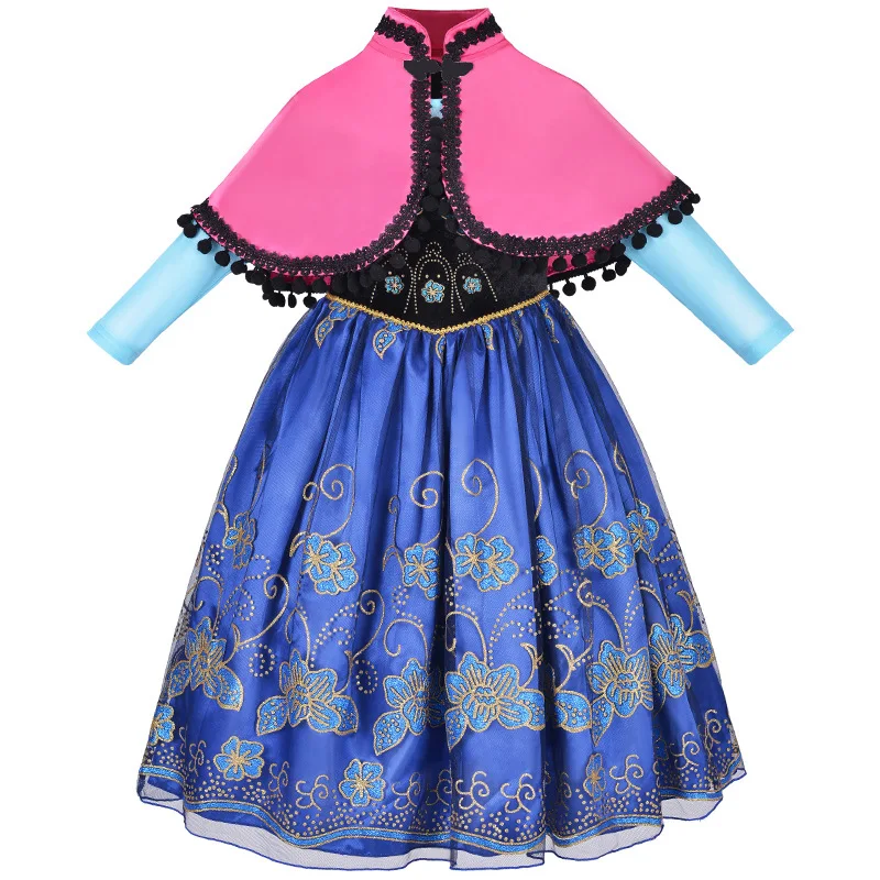 Children Princess Costume Snow Anna Queen Party Dress Up Christmas Carnival Vestidoes Girl Birthday Elegant Cosplay Clothing Wig - Image 6