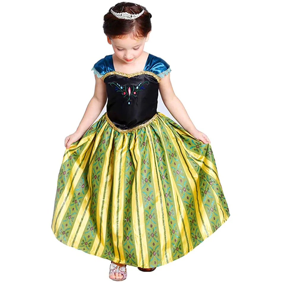 Children Princess Costume Snow Anna Queen Party Dress Up Christmas Carnival Vestidoes Girl Birthday Elegant Cosplay Clothing Wig - Image 3