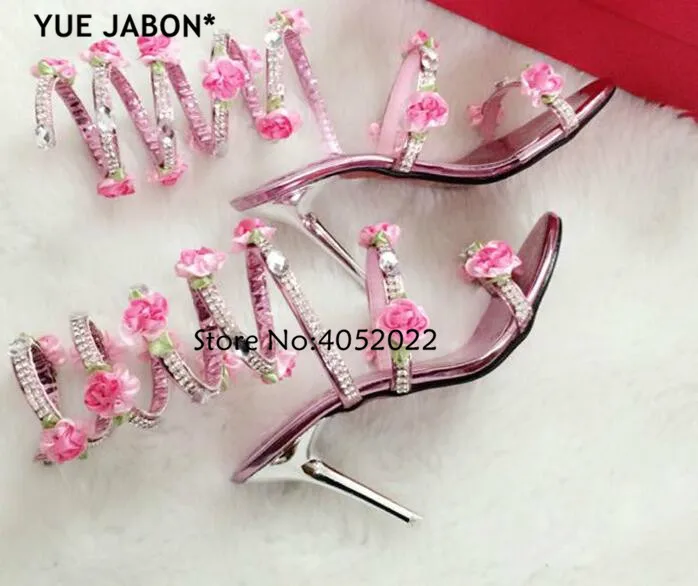 Yue Jabon Gladiator Sandals with Snake Print & Rhinestone Flower - Image 9