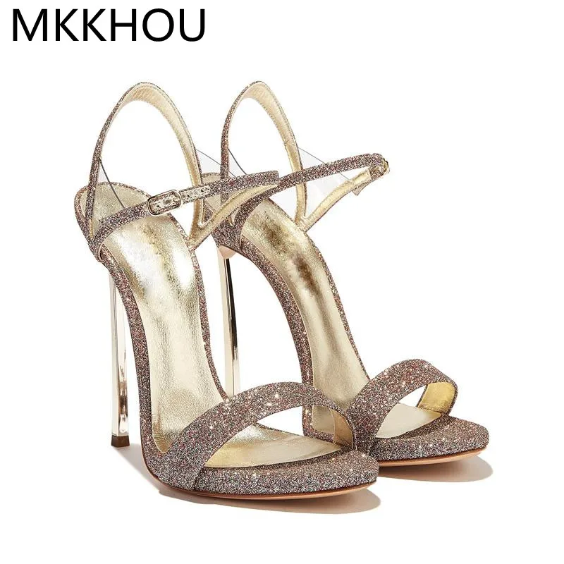 MKKHOU Women's Thin Belt Buckle Sandals, 12 cm Heel, PU Upper - Image 5