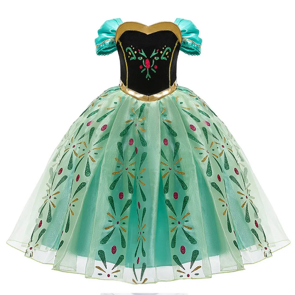 Children Princess Costume Snow Anna Queen Party Dress Up Christmas Carnival Vestidoes Girl Birthday Elegant Cosplay Clothing Wig - Image 2