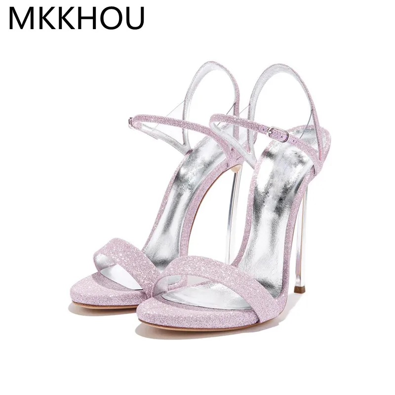 MKKHOU Women's Thin Belt Buckle Sandals, 12 cm Heel, PU Upper - Image 8