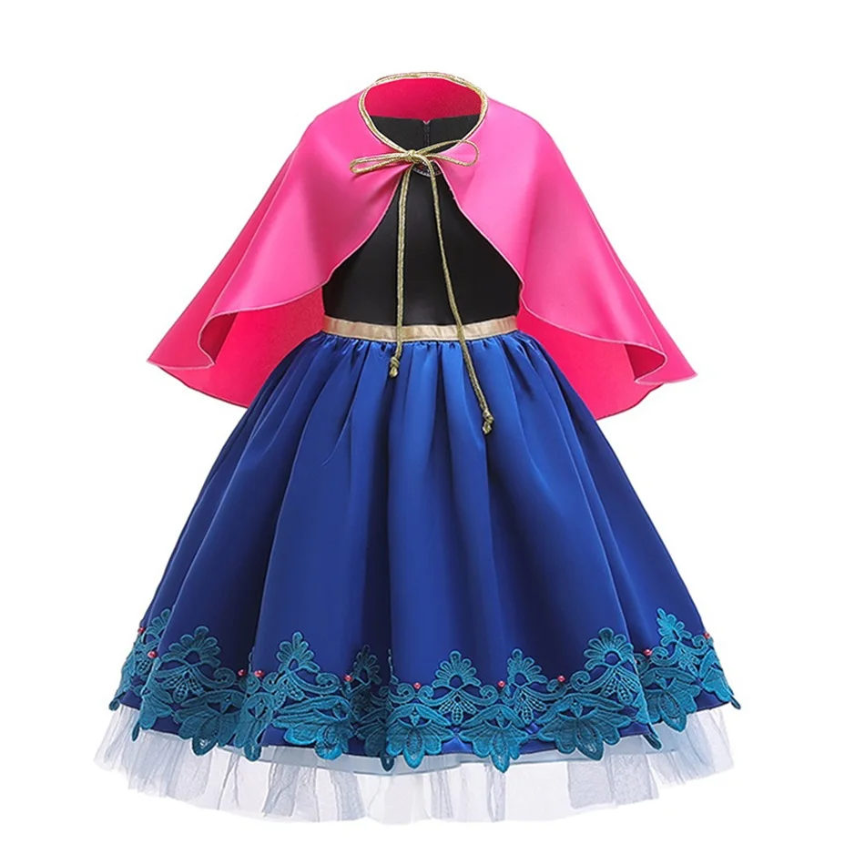 Children Princess Costume Snow Anna Queen Party Dress Up Christmas Carnival Vestidoes Girl Birthday Elegant Cosplay Clothing Wig - Image 5