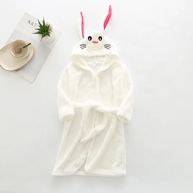 Kids Long-Sleeve Cartoon Flannel Hooded Bathrobe - Image 15
