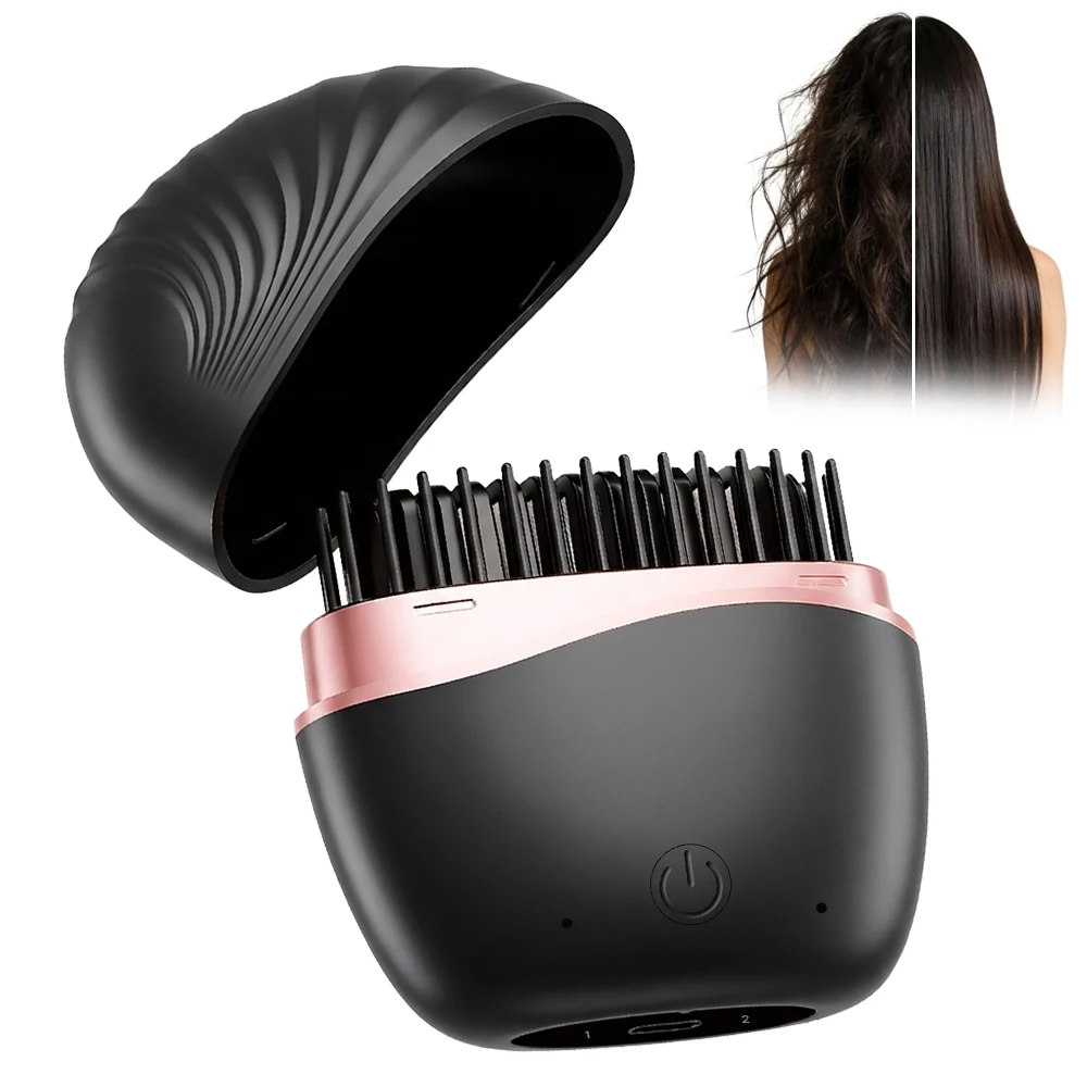Mini Straightener USB Rechargeable Hair Straightener Brush - Anti-Scald Shell, Cordless Straightening Comb for Smooth Hairstyle