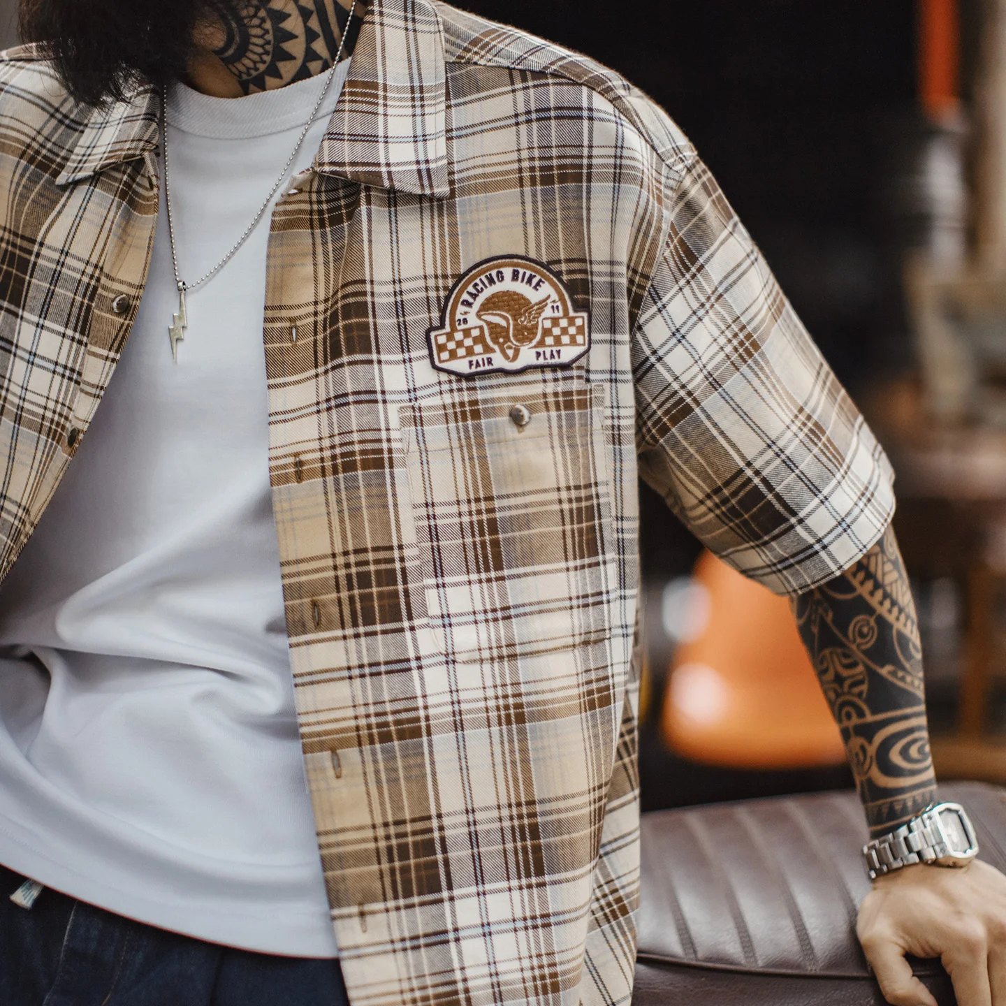 Men's Plaid Cotton Short Sleeve Shirt - Image 4