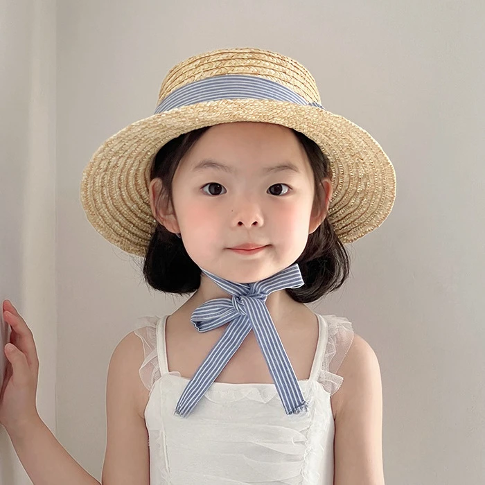 Straw Summer Kids Sun Hat with Wide Brim and Adjustable Strap, 48-52 cm - Image 3
