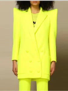 Women's Strong Shoulder Double-Breasted Long Blazer