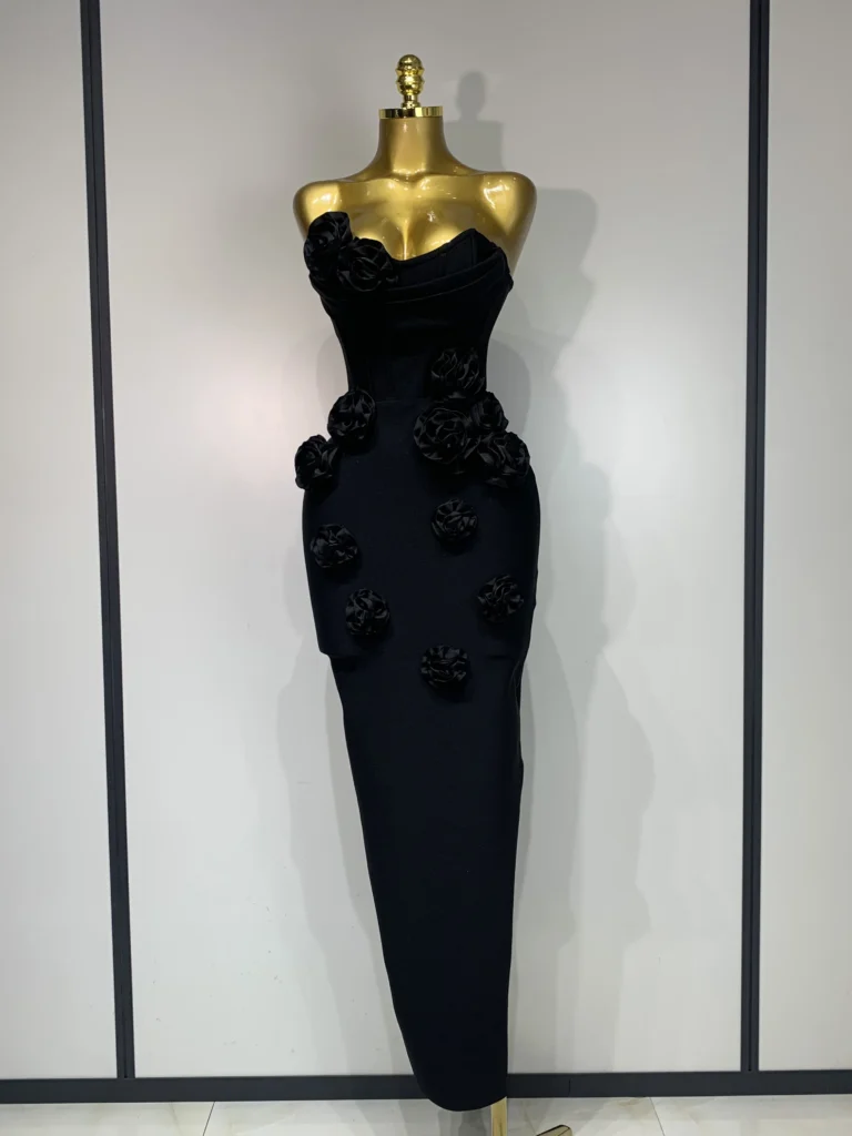 Women's Strapless Floral Bodycon Maxi Dress