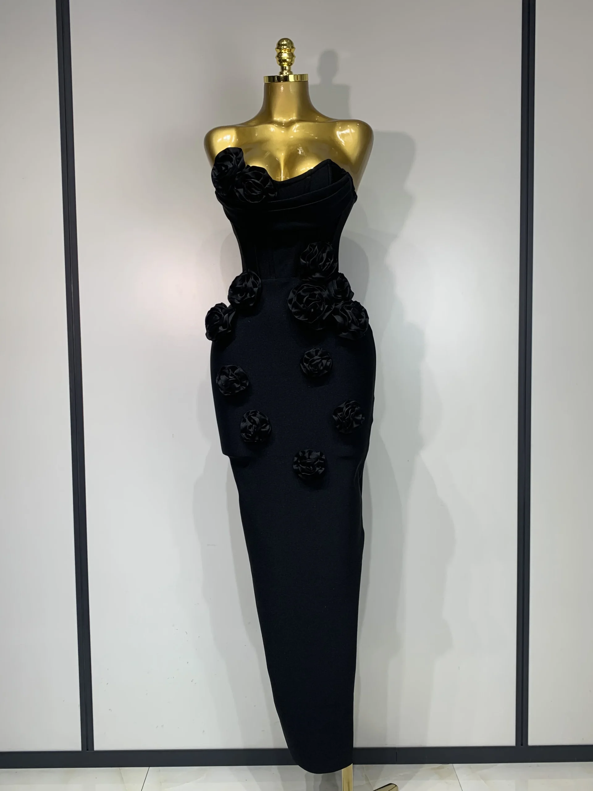 Women's Strapless Floral Bodycon Maxi Dress