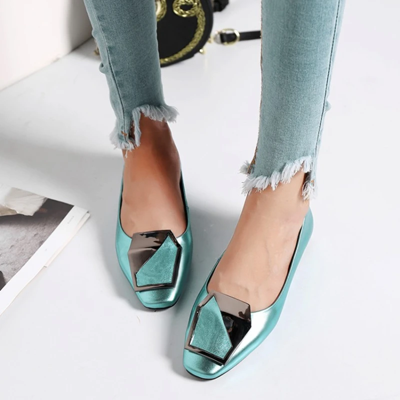 Women's Handmade Genuine Cow Leather Square-Toe Low Heel Pumps - Image 6