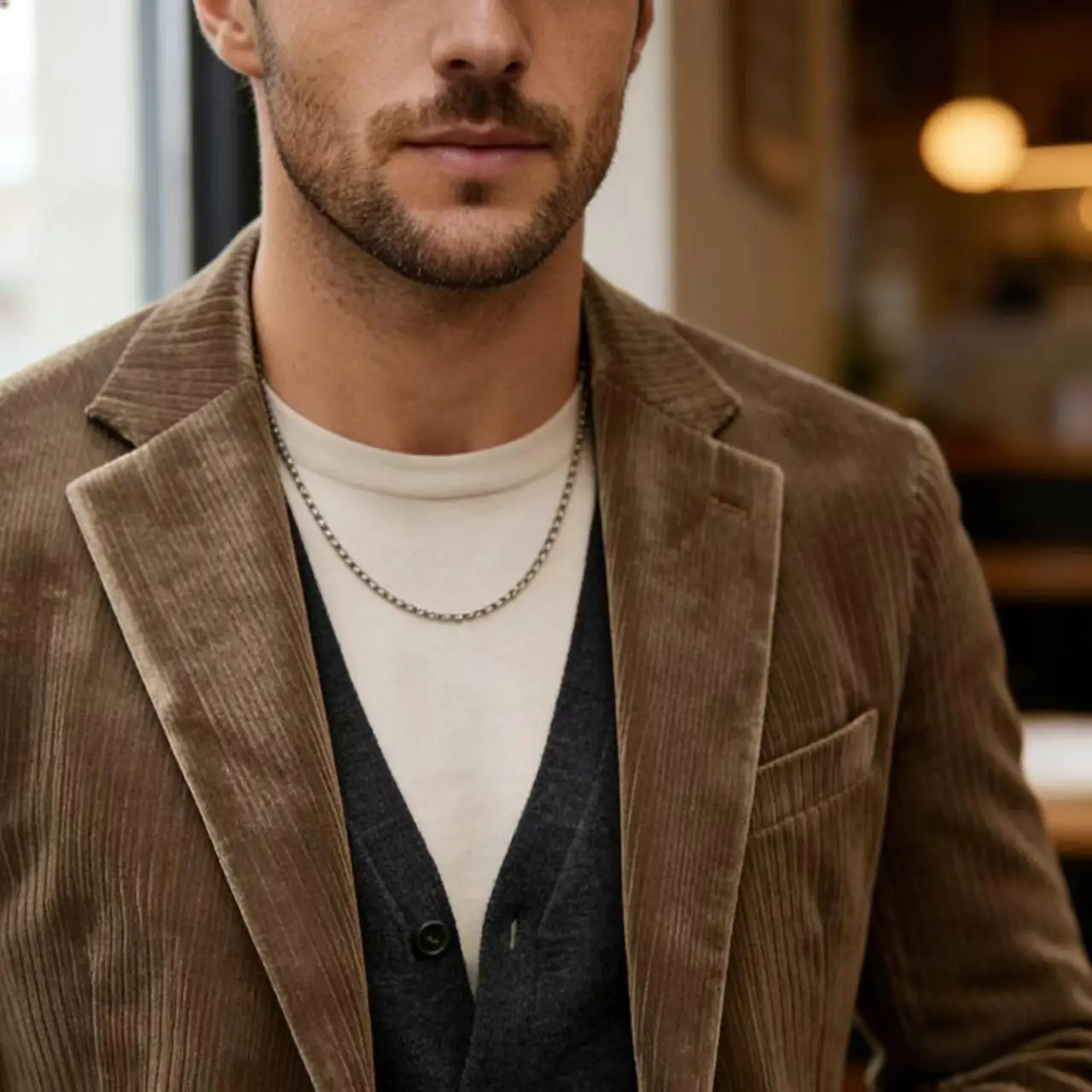 Men's Corduroy Blazer Jacket Casual Double-Sided Snow Cotton Slim Fit Notched Lapel Sport Coat for Business Daily Wear - Image 2