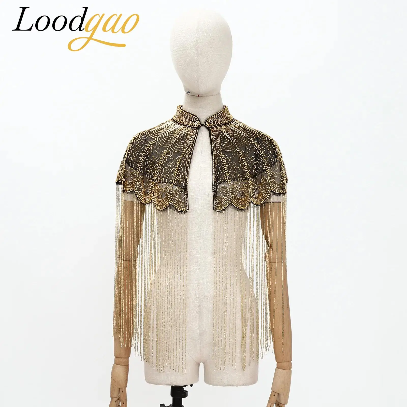 Women's 1920s Beaded Fringe Shawl