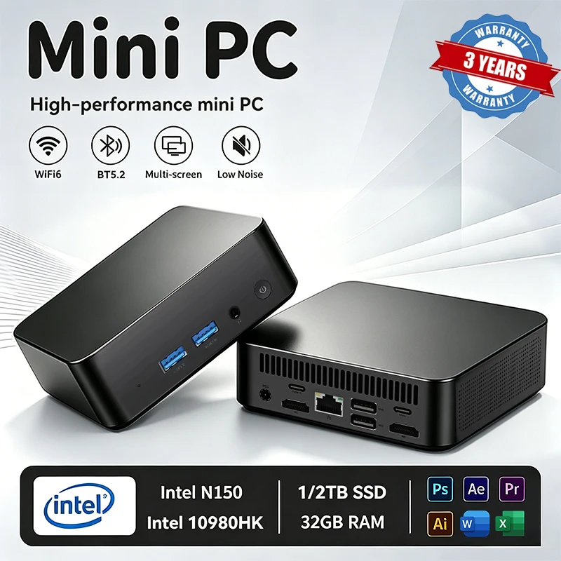 2026 Intel Core I9 10980HK N150 Portable Computer Mini PC 32GB RAM 1TB SSD Windows 11 Pro 4K Gaming PC Office Study WIFI 6 BT5.2
