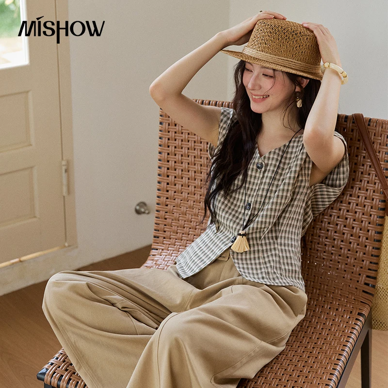 MISHOW Sleeveless V-Neck Cotton Blend Shirt - Image 3