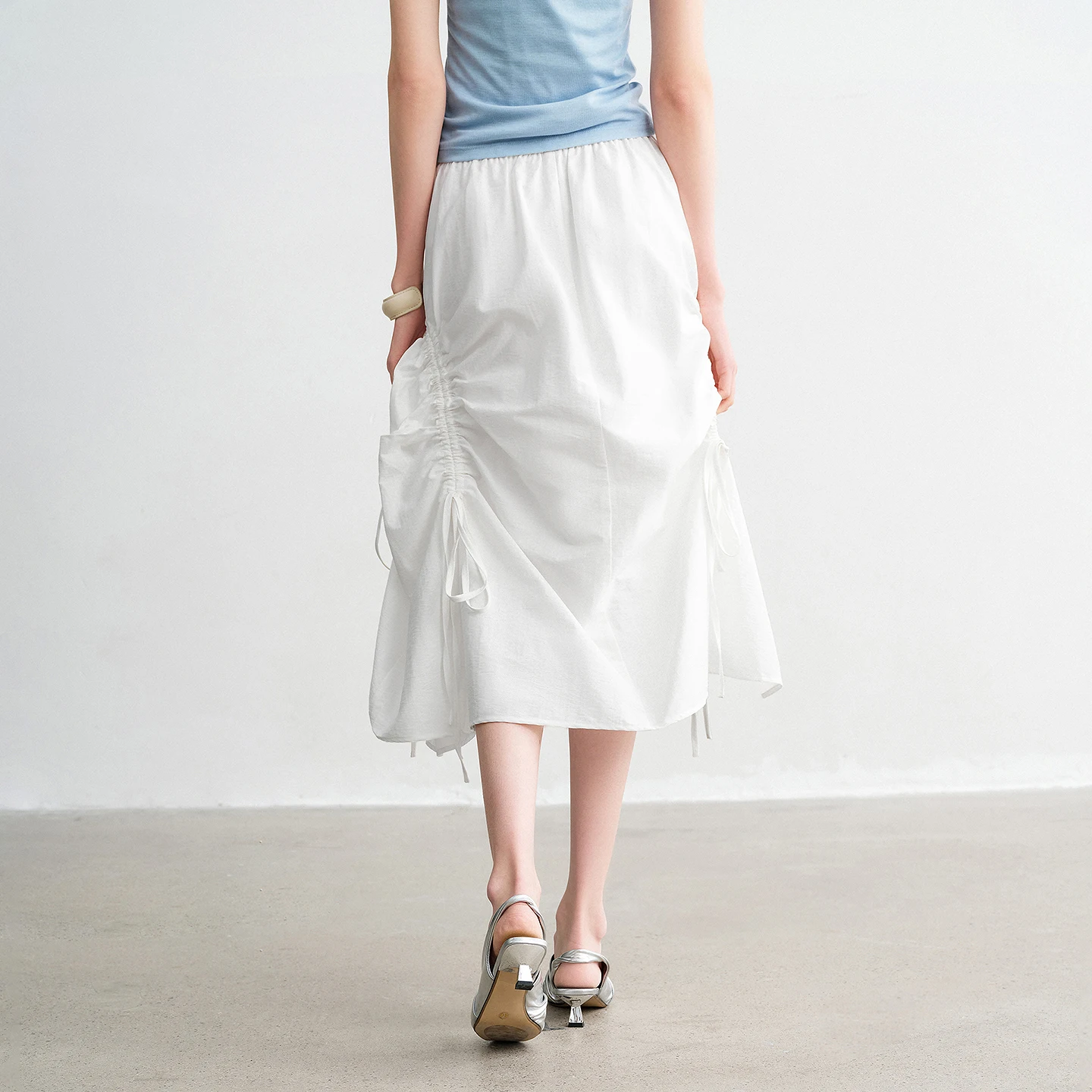 TOYOUTH Women Midi Skirts 2026 Spring New High-End Solid-Color A-Line Elastic-Waist Casual Skirts - Image 3