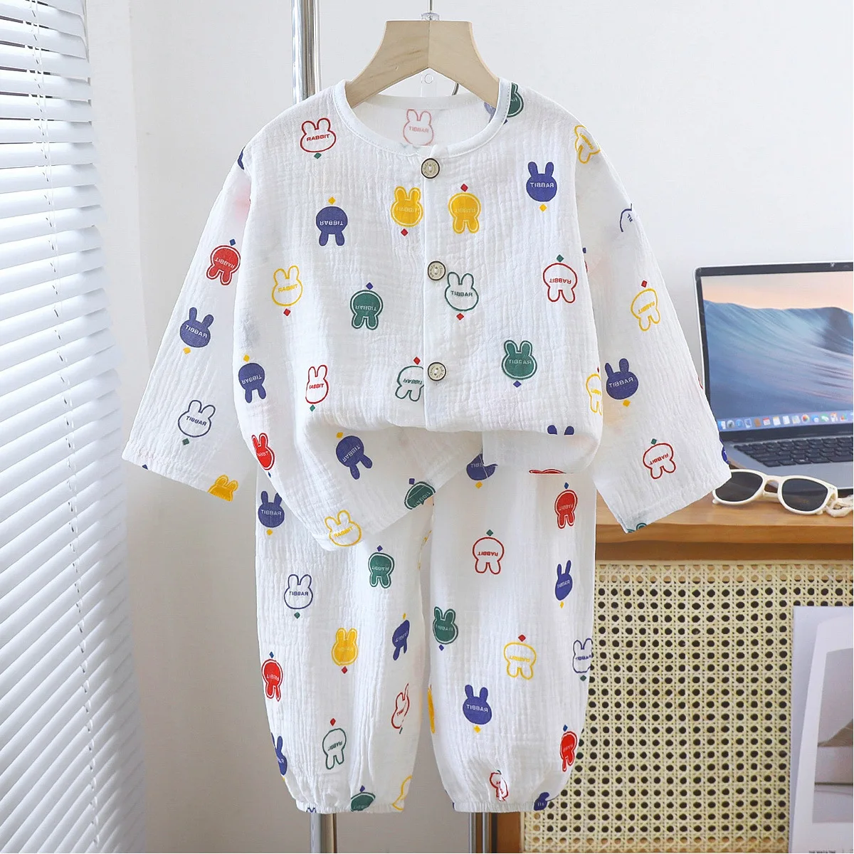 Kids Unisex Cotton Gauze Sleepwear Set – Raglan Full Sleeve Summer - Image 15
