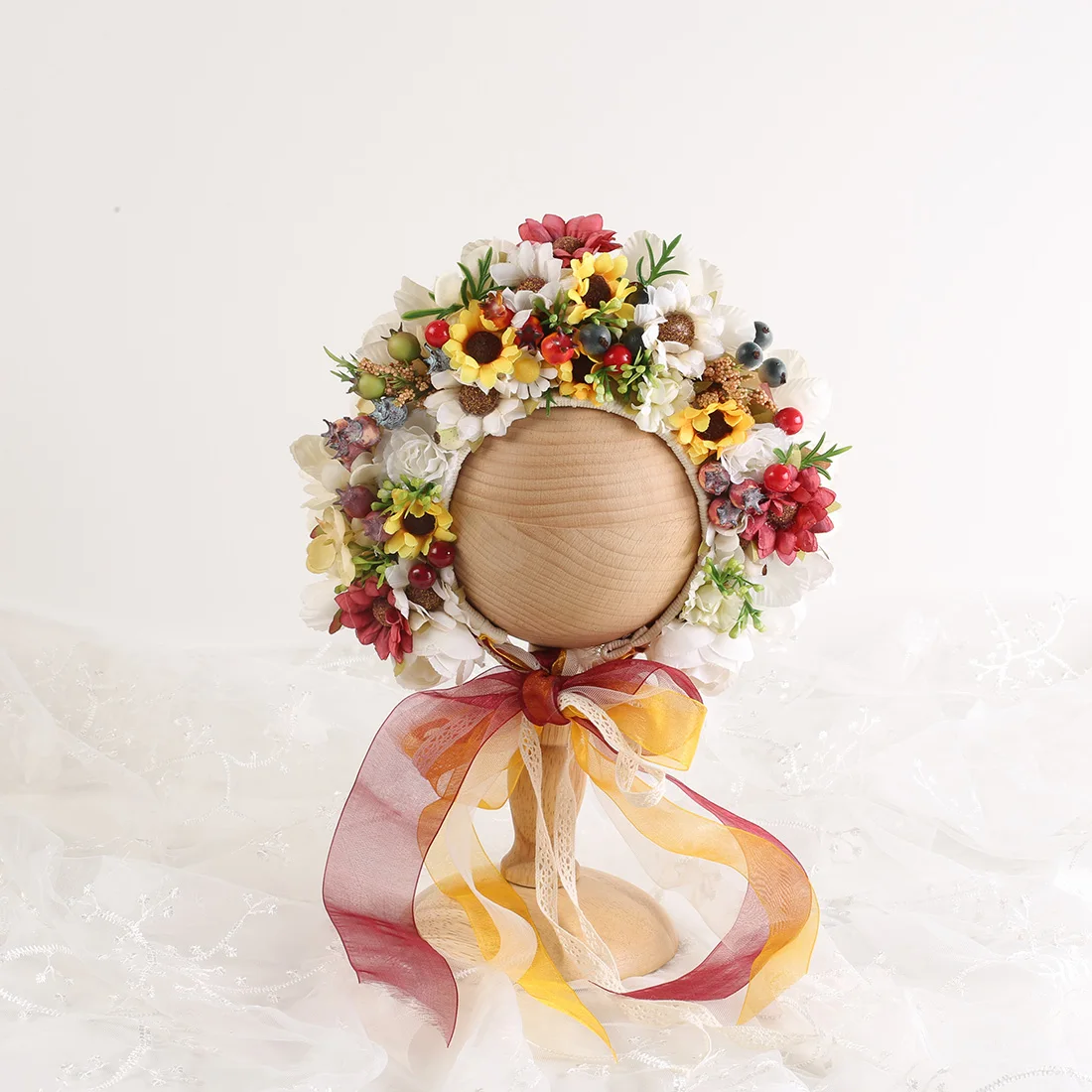 Floral Baby Bonnet – Cute Polyester & Wool – Vintage Newborn Hat - Image 24