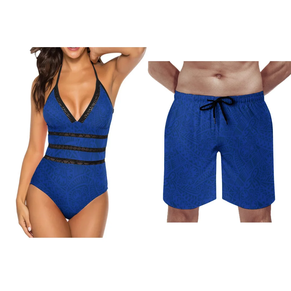 Summer Couples Swimwear Women's One-Piece Swimwear Retro Chic Swimwear Men's Beach Sports Shorts Custom Polynesia - Image 12