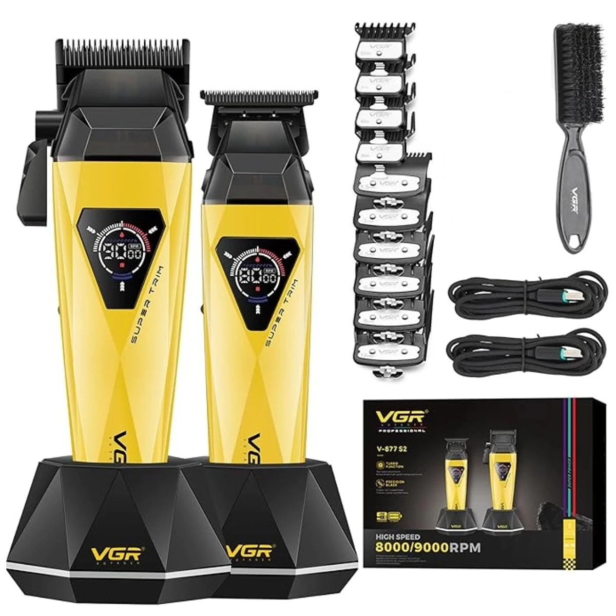 VGR V-877 S2 Cordless Hair Clippers – 9000 RPM Motor, DLC Coated Blades - Image 7