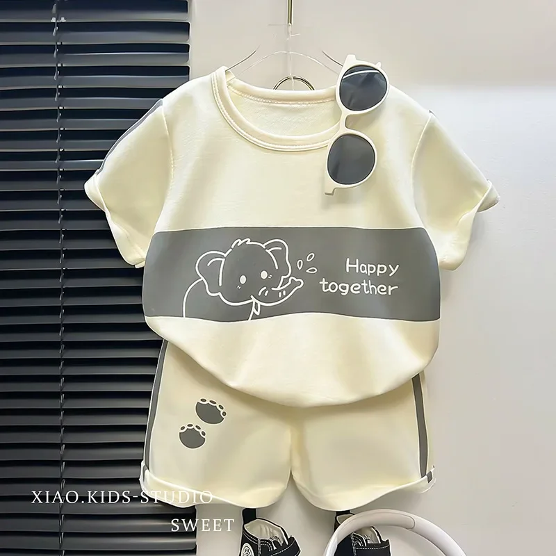 Children's Top and Bottom Clothes Set Short-sleeved Suit Striped Girls Boys T-shirt Summer Children's Clothing Loungewear Outfit - Image 4