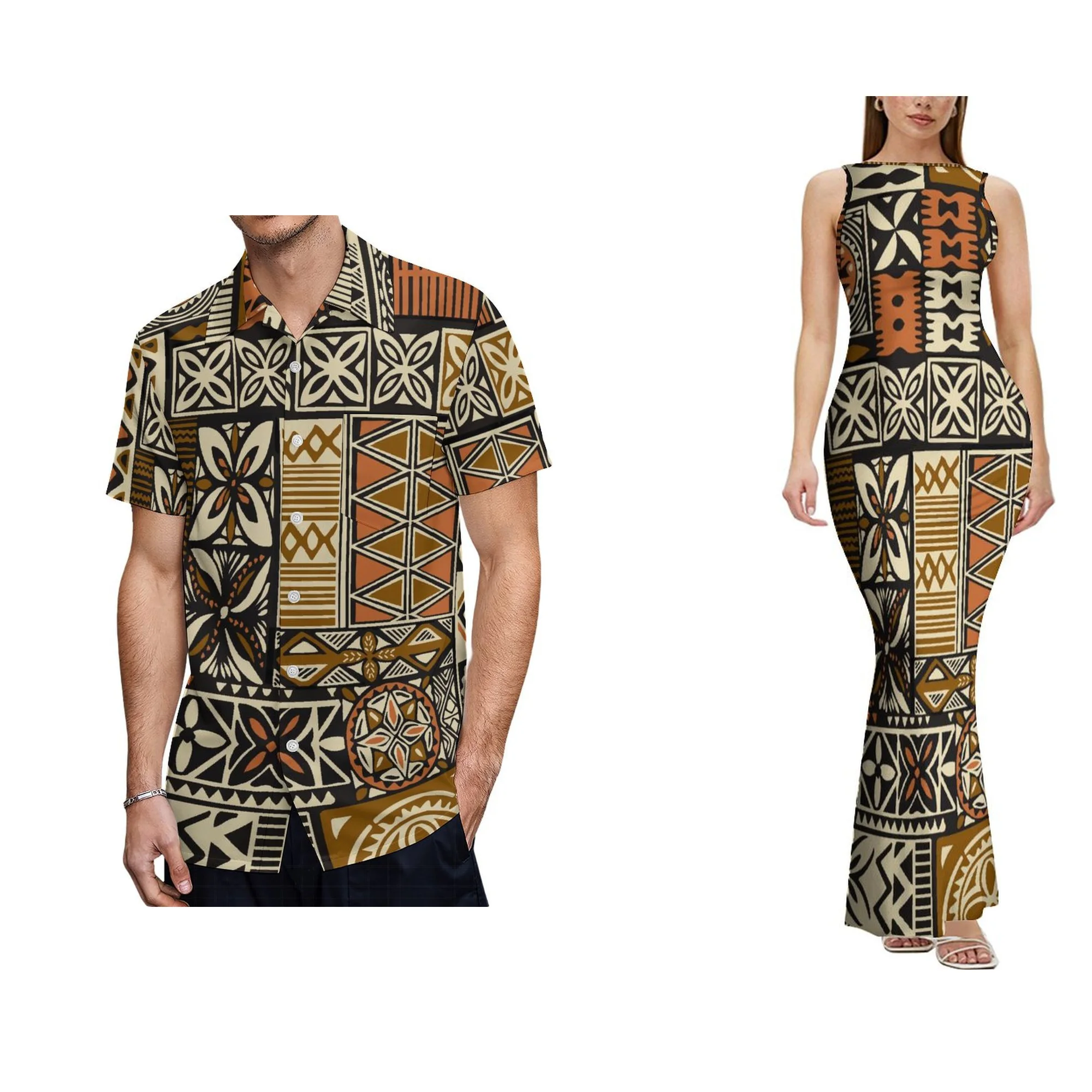 1MOQ Wholesale Custom Bodycon Backless Dress New Zealand Design Women's Boat Neck Sleeveless Design Clothes Polynesian Dress - Image 3