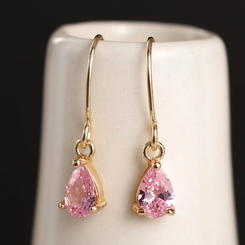 Huitan Water Drop CZ Earrings – Brass Alloy, 1.2g - Image 4