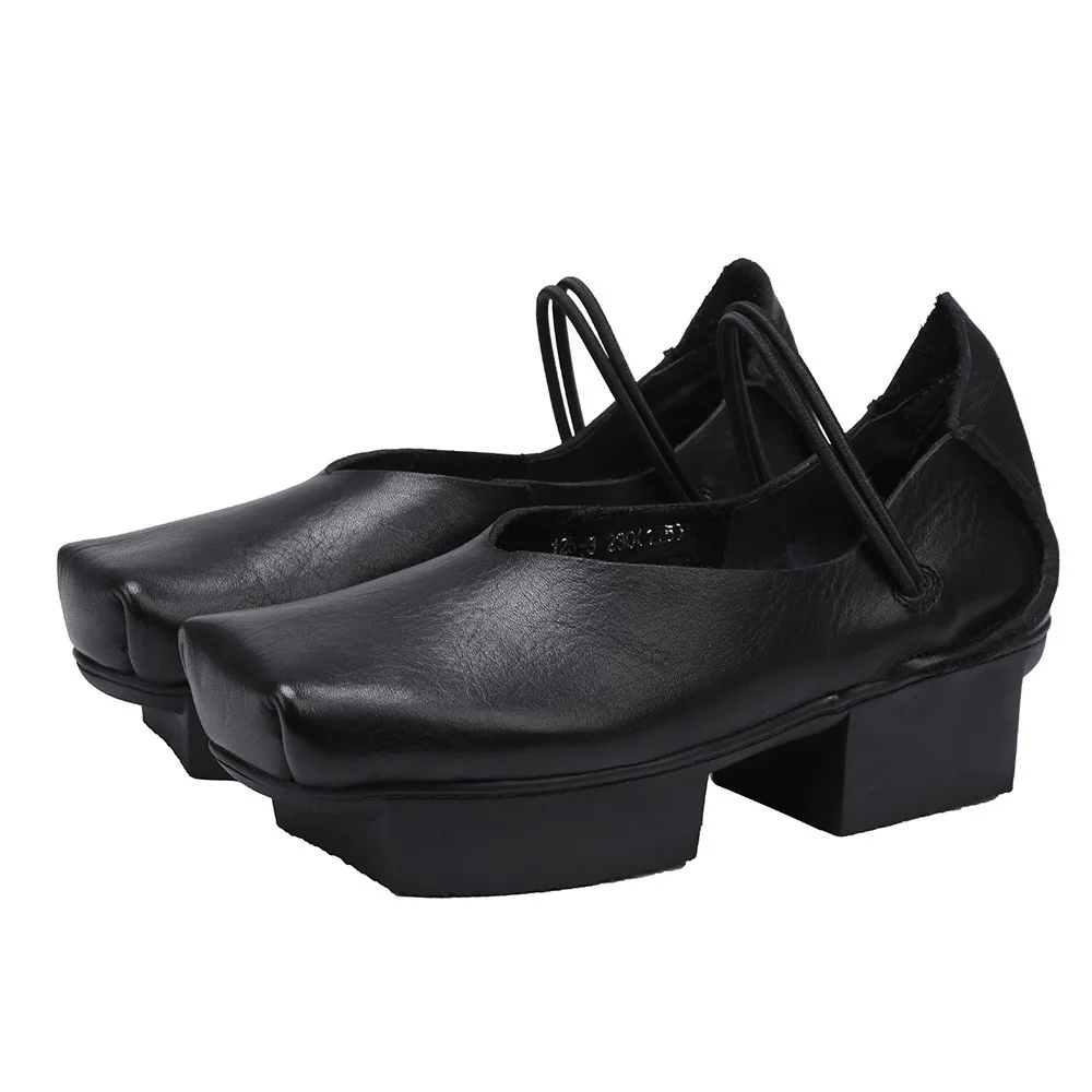 Birkuir Mary Jane Pumps, 4.5 cm Square Heel, Elastic Band, Cow Leather - Image 6