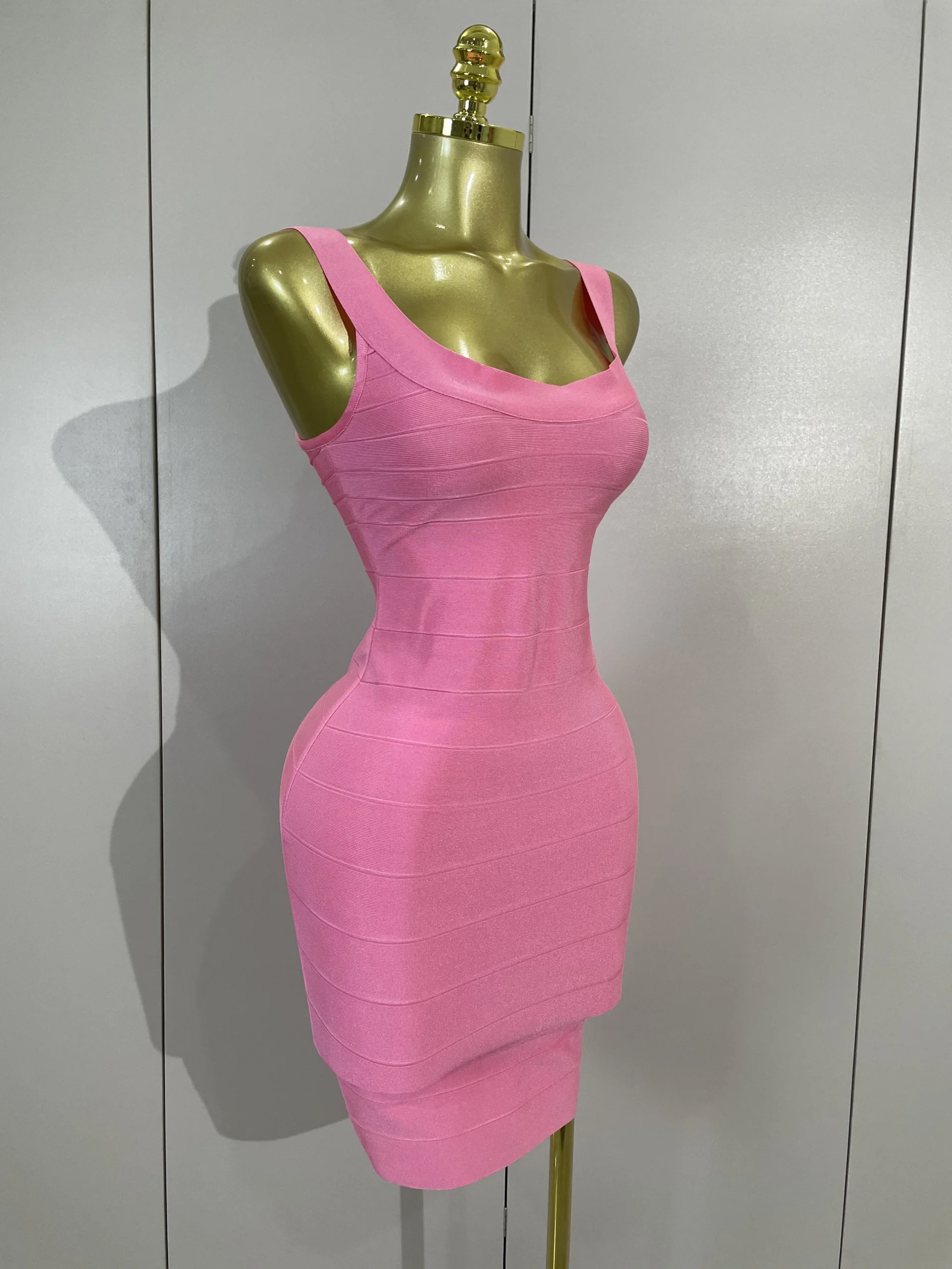 Women 2026 Sleeveless Sexy Bodycon Pink Mini Bandage Dress Celebrity Elegant Evening Party Fancy Club Cocktail Birthday Dress - Image 4