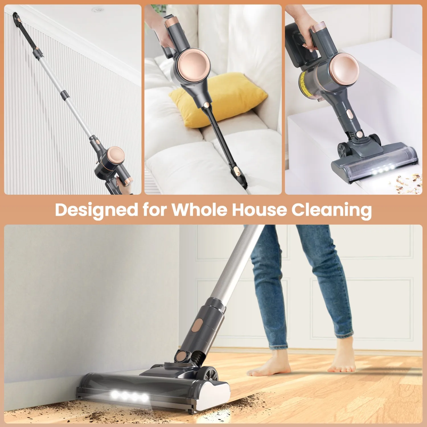 YISORA N8 Cordless Vacuum, 25KPa Dual‑Mode, Bagless, Pet & Carpet - Image 5