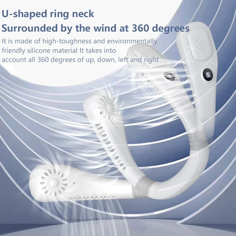 Lenovo Neck Bladeless Fan Mini Ultra Longlife Portablelazy Silent Fan Usb Charging Student Sports Office Multiple Home Scenarios - Image 3