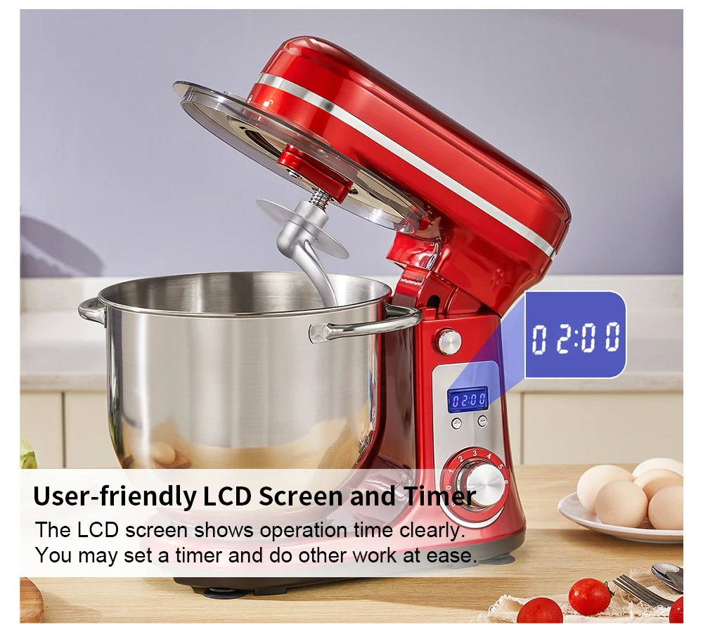 BioloMix 6L Stand Mixer, 1200W DC Motor, 6‑Speed, Stainless Bowl - Image 2