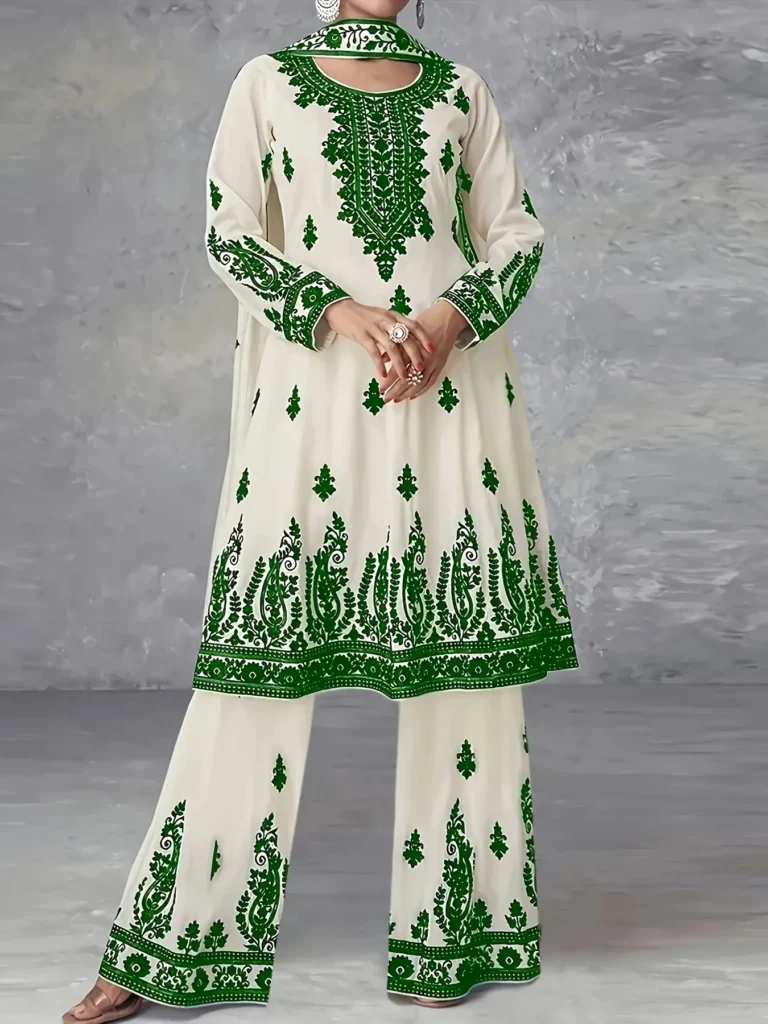 Women's Plus Size Printed 3-Piece Set with Headscarf