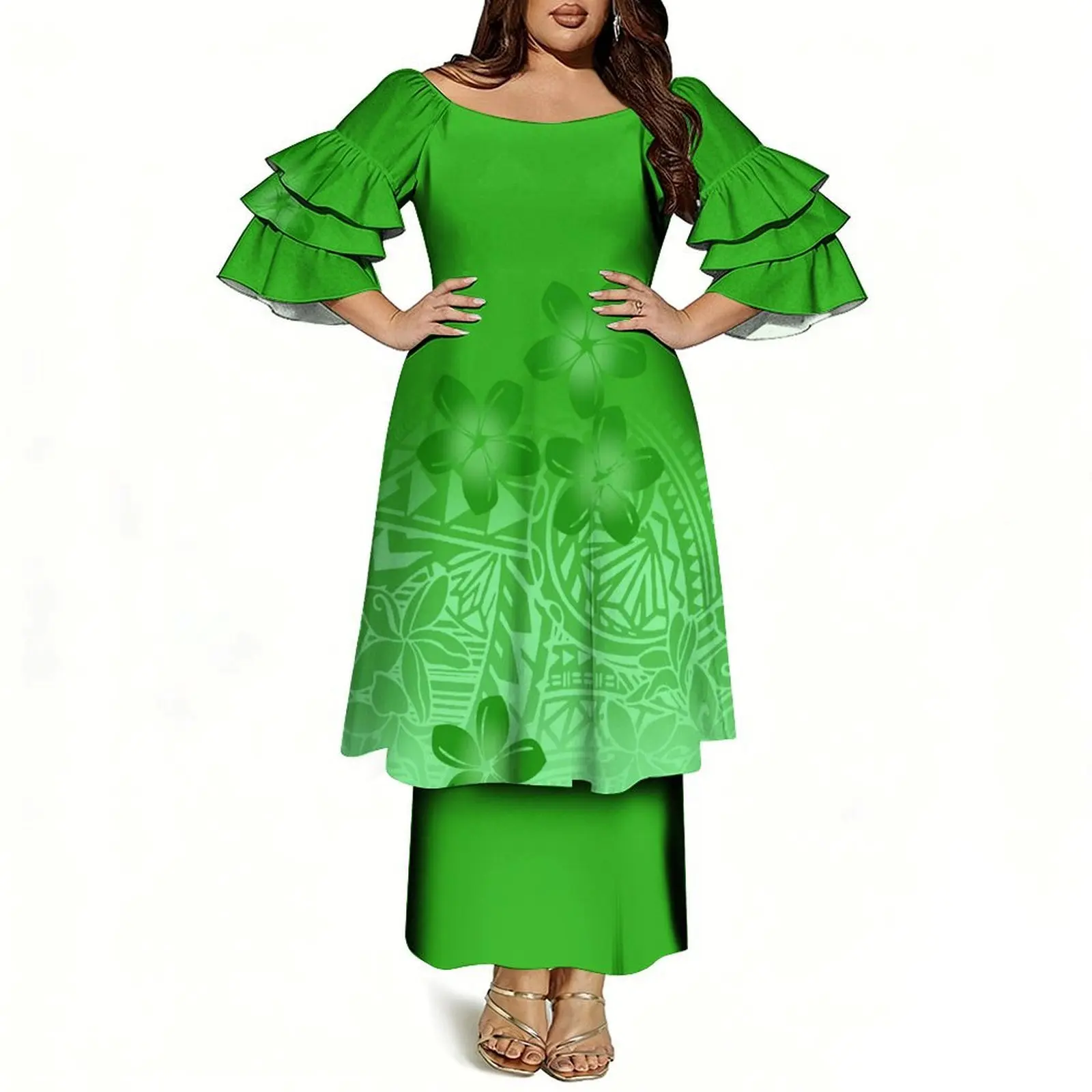 Women's Off-Shoulder Puletasi Two-Piece Dress - view 10