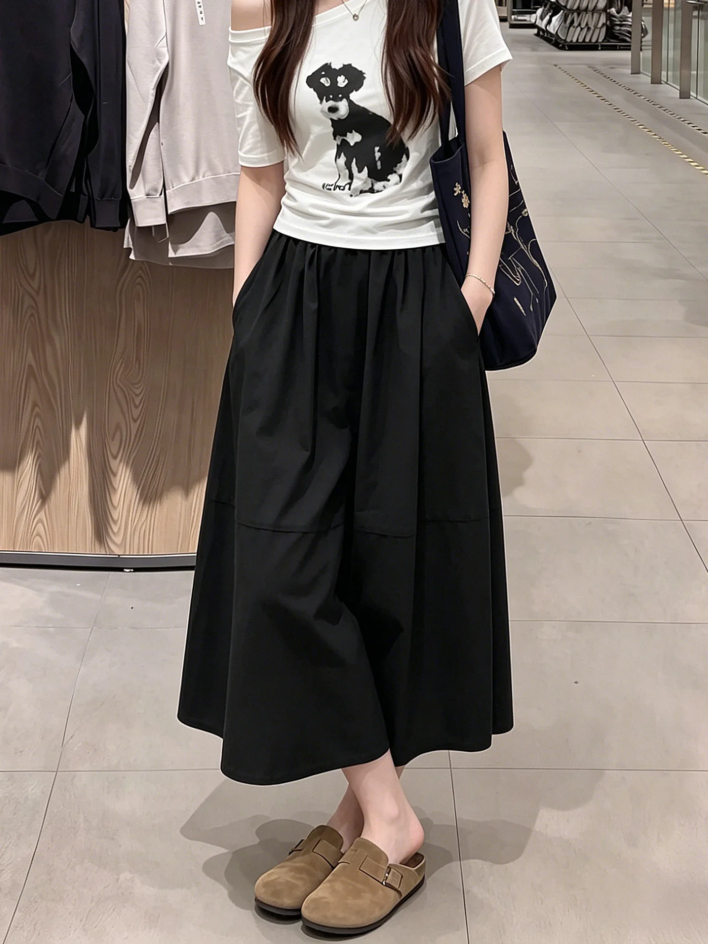 Women's Cotton Linen Pleated Maxi Skirt - view 3