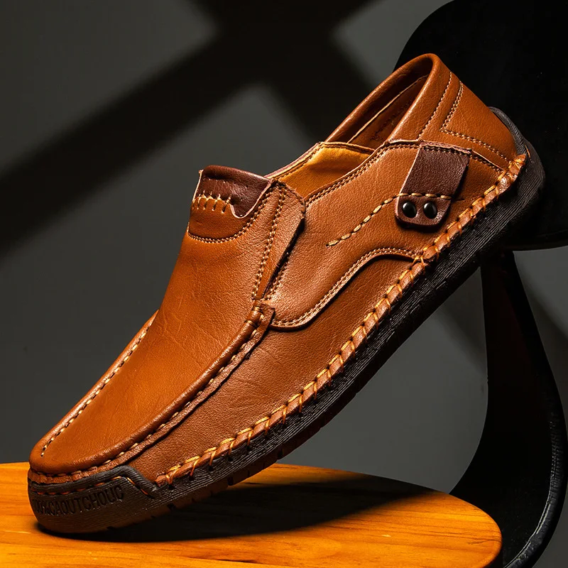Leather Men's Handmade Slip-On Loafers – PU Lining, Rubber Sole - Image 5