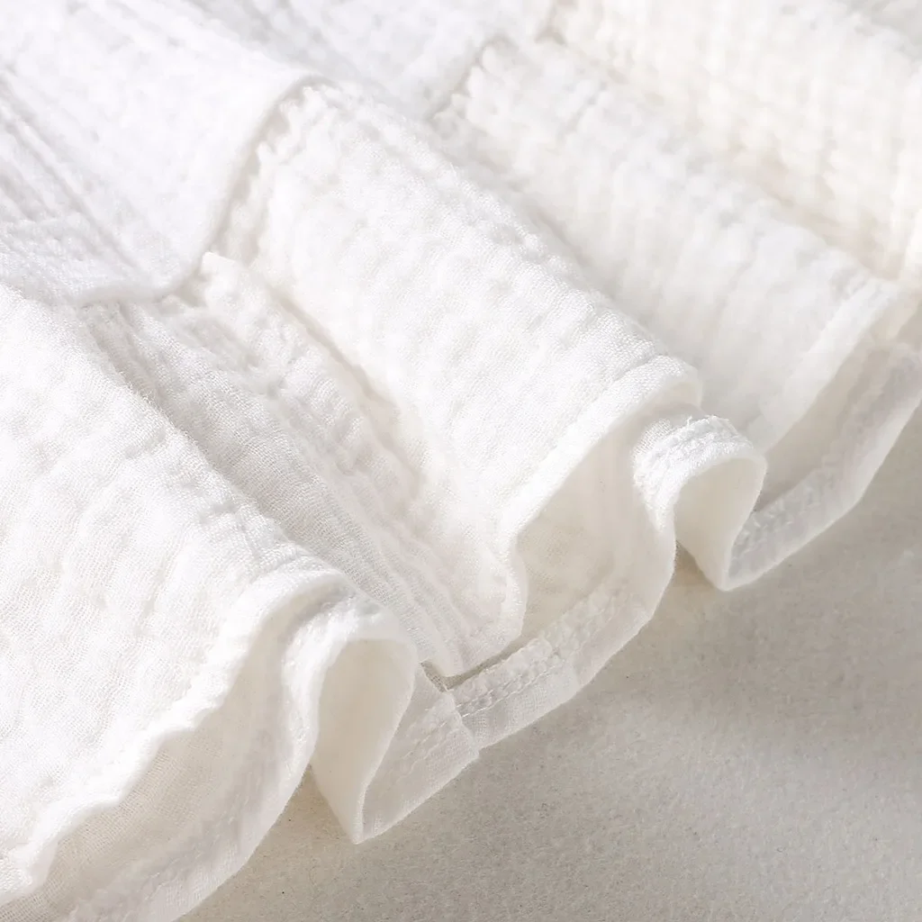 Cotton Linen Girls Dress with Pleated Short Sleeve - Image 5