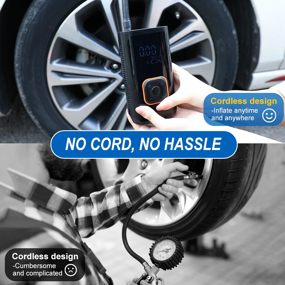 YIJU Rechargeable Tire Inflator Digital Cordless Car Tyre Inflator For Motocycle Bicycle Balls Portable Compressor Air Pump - Image 6