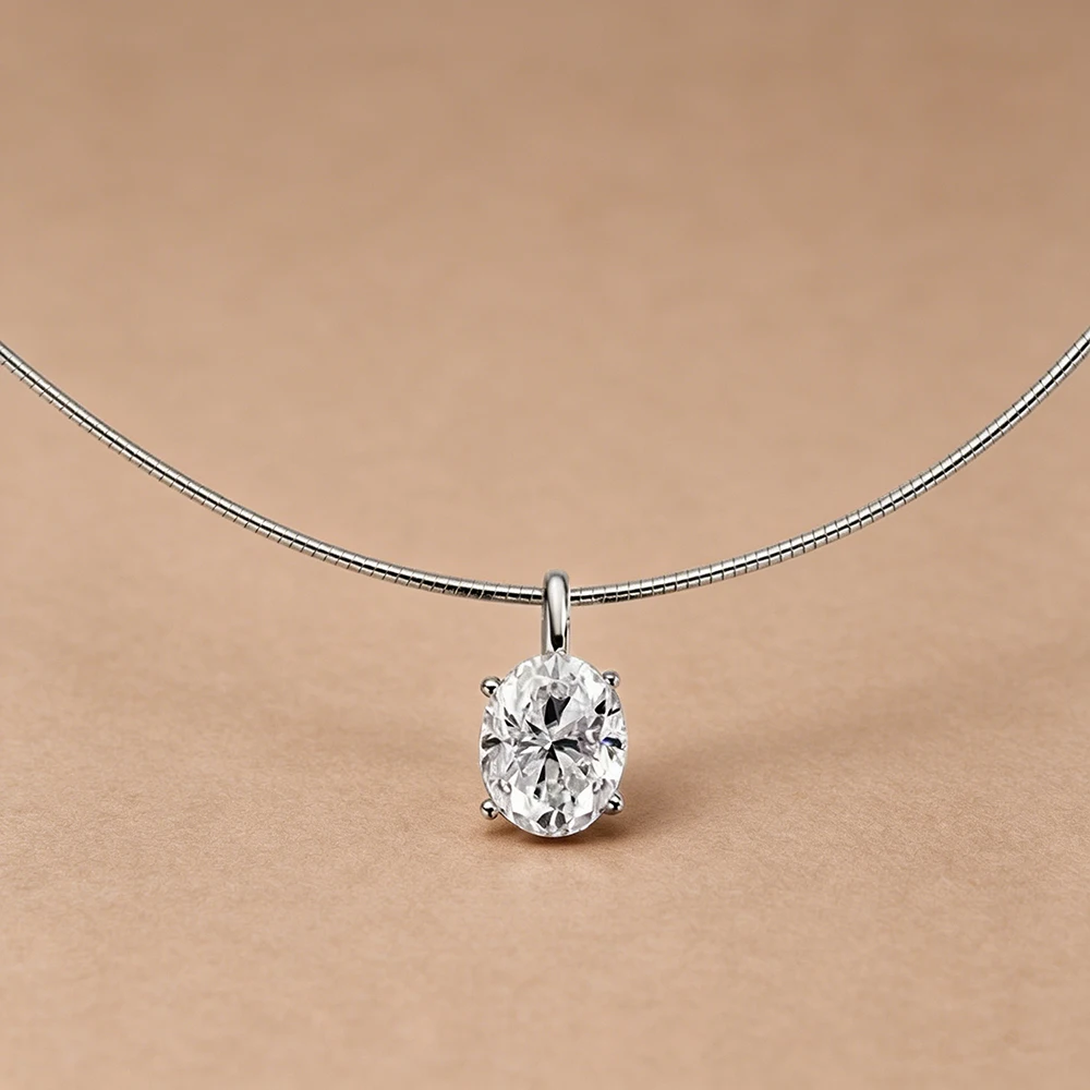 BXINY 3-5 ct Oval‑Cut Moissanite Collar Choker in 925 Sterling Silver - Image 7