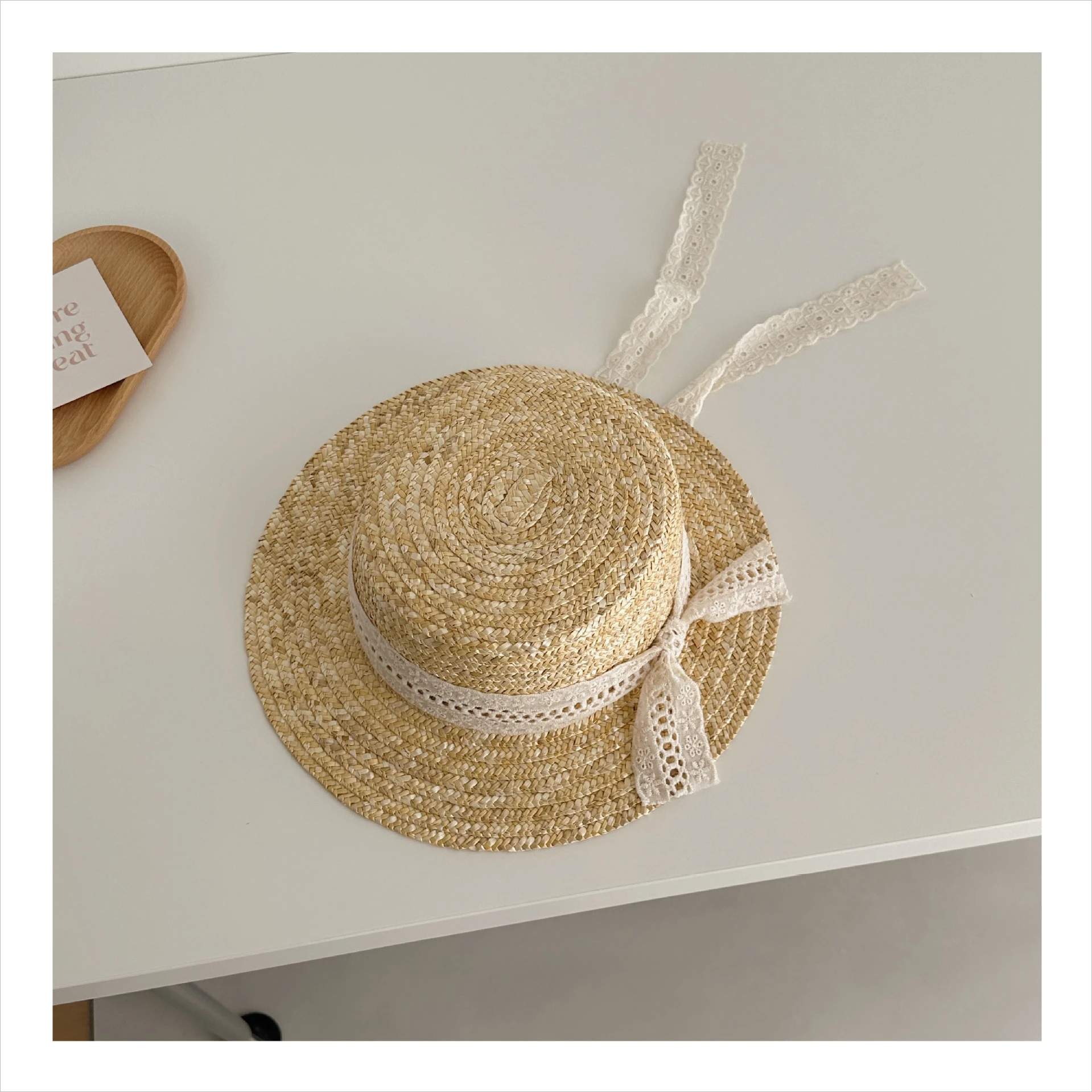 Straw Summer Kids Sun Hat with Wide Brim and Adjustable Strap, 48-52 cm - Image 6