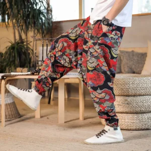 Pants Print Men New Retro Drop Crotch Joggers Men's Harem Pants Baggy Loose Nepal Style Men Casual Oversize Drop-crotch Trousers