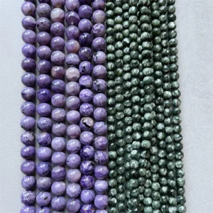 Natural Seraphinite Beads – 6mm Green & 10mm Purple Round Stones