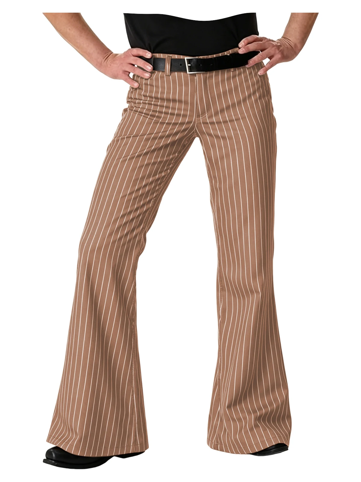 Men's Polyester Pinstripe Flared Pants - Image 12