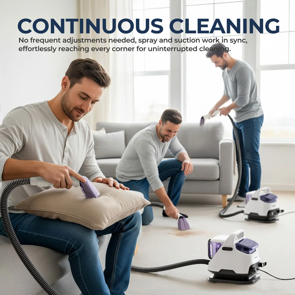 Rouny Portable Carpet & Upholstery Cleaner, 650W, 12kPa Suction, 1.4L Clean Tank - Image 4