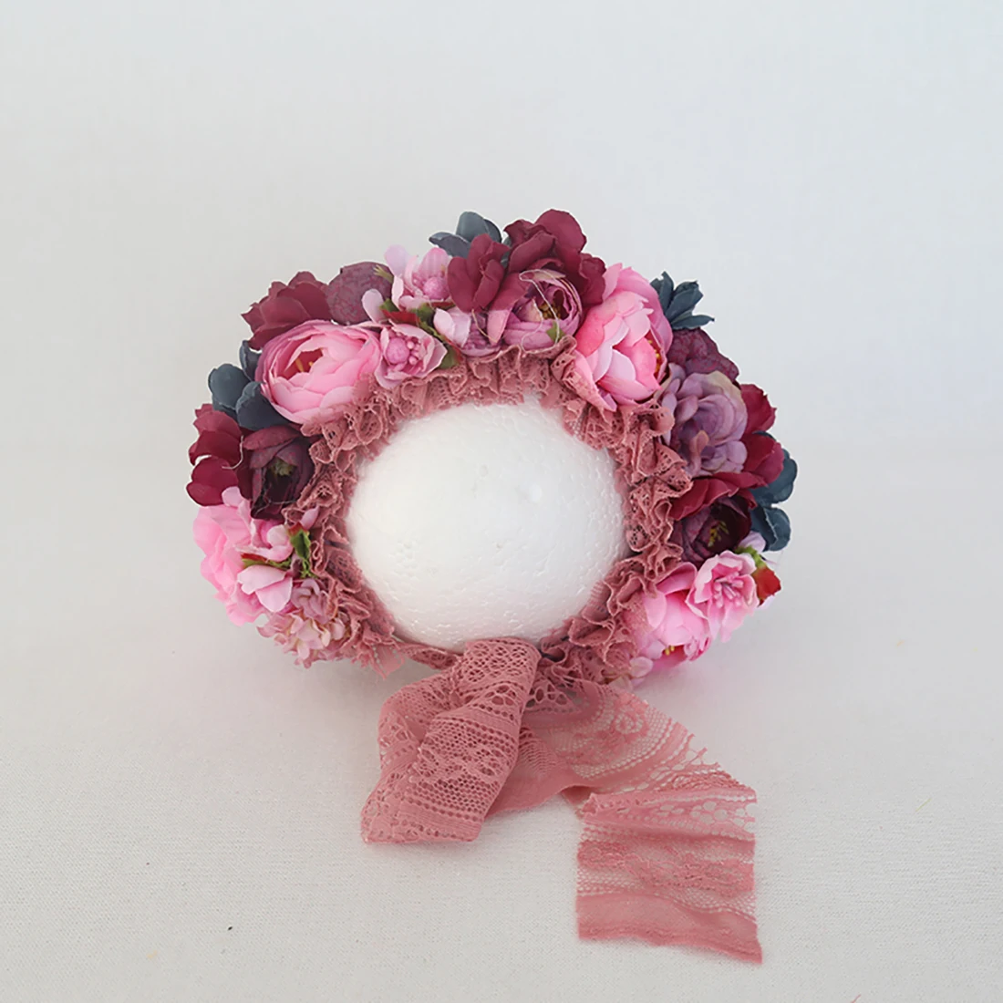 Floral Baby Bonnet – Cute Polyester & Wool – Vintage Newborn Hat - Image 18