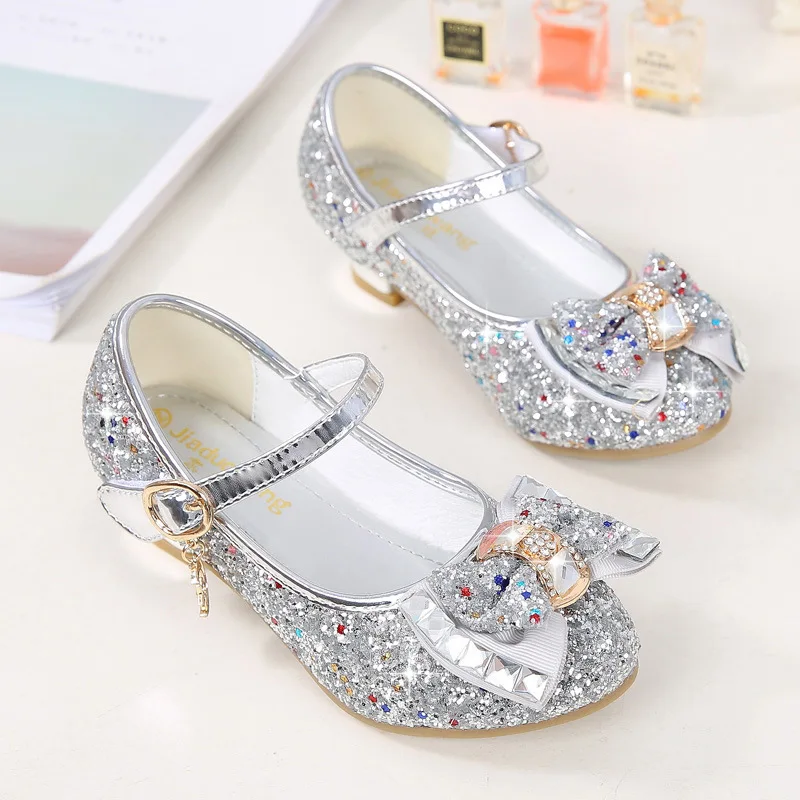 Spring Children Shoes Girls High Heel Princess Dance Sandals Kids Shoes Glitter Leather Fashion Girls Party Dress Wedding Shoes - Image 2